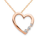 1/7 Carat (ctw) Diamond Heart Pendant Necklace in 14K Rose Pink Gold with Chain